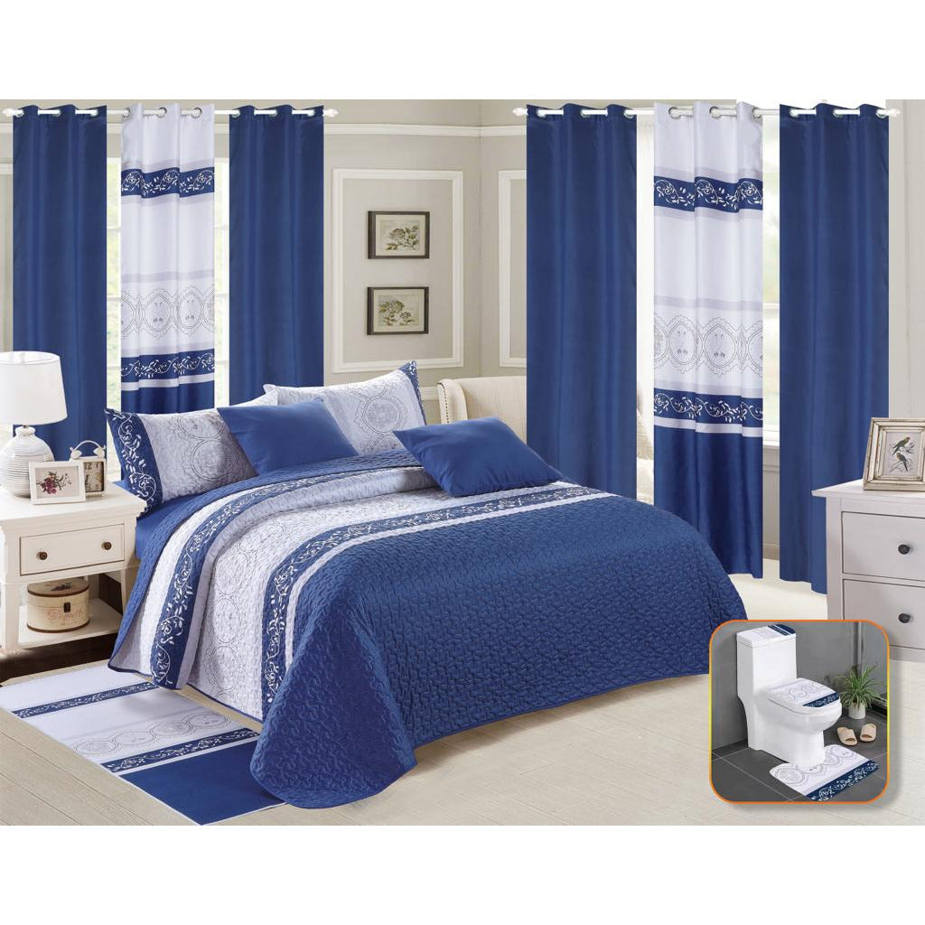 Nuevos Cobertores de 24 piezas para cama Queen de 60 y full 54 1 cobertor  reversible 2 forros de almohadas 6 cortinas 1 cubre cama 1…