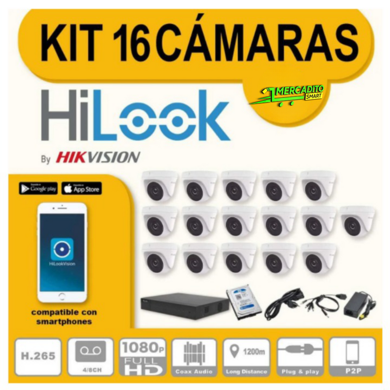 Kit de 16 cámaras de seguridad Full HD