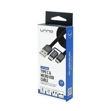 CABLE 2 EN 1 TIPO C-MICRO USB 3FT UNNO CB4056GY