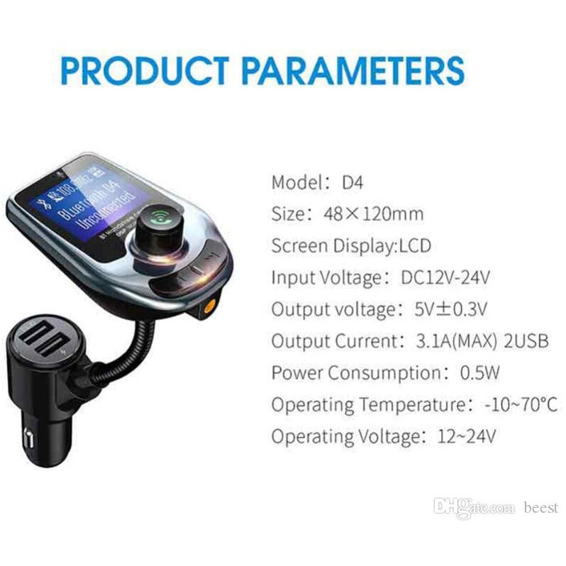 D5 Car Mp3 FM Bluetooth para vehículos